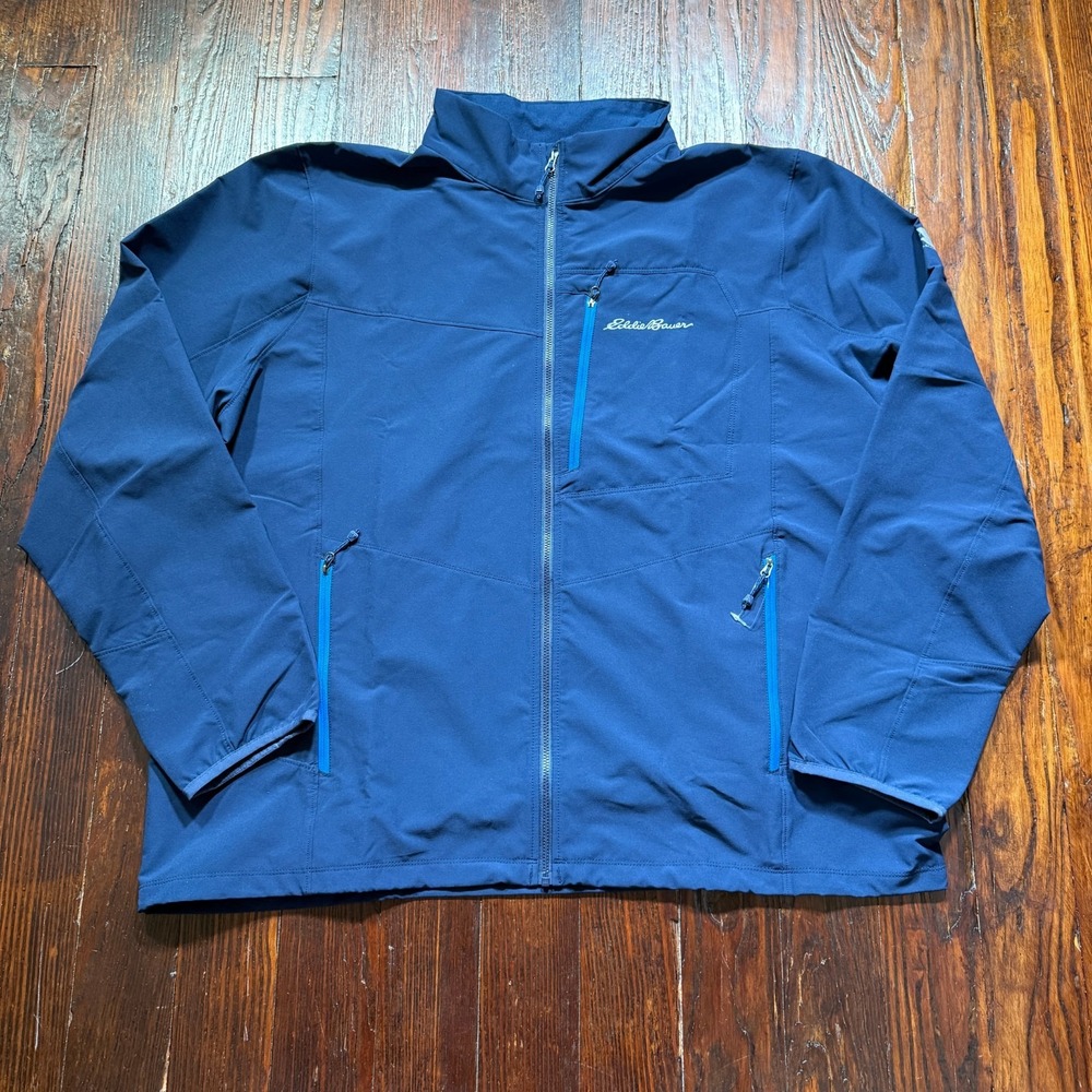 Eddie Bauer Jacket Men 2XL Blue First Ascent Full Zip Hiking Lightweight Stretch